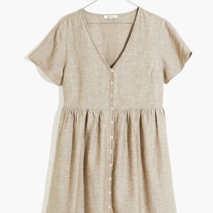 Linen-Blend Alexandra Button-Front Mini Dress